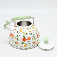 Bouilloire sifflante en acier inoxydable 2,5 L, moderne, pour la cuisine domestique, compatible induction, avec motif imprimé