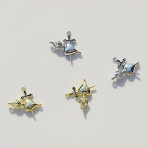 Pendentif en alliage « Flèche traversant le cœur » en or blanc KC, composants de bijoux DIY pour la fabrication de boucles d'oreilles GJ330 - Product Image 4