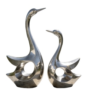 Sculpture d'oiseau abstraite de luxe sur mesure de grande taille en acier inoxydable, sculpture d'art moderne pour la décoration de jardin - Product Image 1