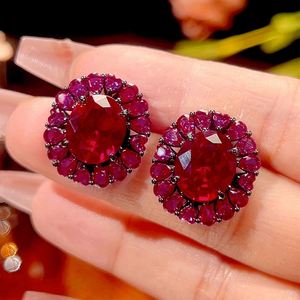 Fashion 13*18-10-12mm Red Zircon Black Gold Plated Eco-friendly Copper Vintage Pendant <b>Earring</b> <b>Set</b> Women's Zirconia Jewelry <b>Sets</b> - Product Image 5