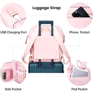 Sac de rangement pour vernis à ongles, sac à dos de <span class=keywords><strong>voyage</strong></span>, fermeture éclair, design pliable, polyester imperméable, port de charge USB, 3L+ - Product Image 5