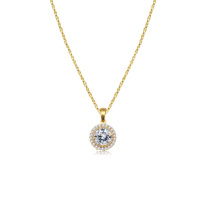 Minimaliste Moissanite Fine Jewelry 18K Plaqué Or Circulaire Zircon Personnalisé Chaîne Charme Mode Pendentif Colliers pour Femmes
