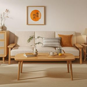 โต๊ะกาแฟไม้สไตล์นอร์ดิกมินิมอล สีไม้ธรรมชาติ โต๊ะกลางสำหรับห้องนั่งเล่น พื้นที่ขนาดเล็ก เฟอร์นิเจอร์บ้าน - Product Image 4