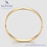 X000968605 XUPING Bracelet jonc minimaliste pour femme, en alliage de cuivre écologique plaqué or 14K, lisse et articulé, pour usage quotidien
