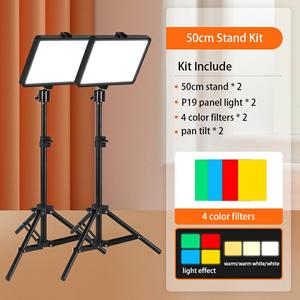 Kit d'éclairage photo 12W avec panneau lumineux de 50 cm sur support de table pour studio photo, vidéoconférence et maquillage - Product Image 2