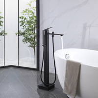 Robinet de baignoire HONGDEC de haute qualité, monocommande, doré, sur pied, mitigeur eau chaude et froide pour salle de bain