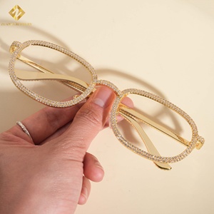 แว่นกันแดด ZUANFA JEWELRY ทรงเต็มกรอบประดับโมอิสซาไนต์ สำหรับทุกเพศทุกวัย ดีไซน์แฟชั่น กรอบสีเงินและสีทอง - Product Image 4