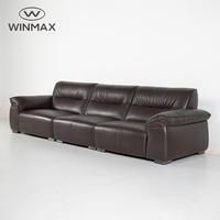 Nouveau canapé de salon WINMAX S139 moderne carré en cuir véritable trois places avec garantie d'un an pour une utilisation en hôtel et en villa