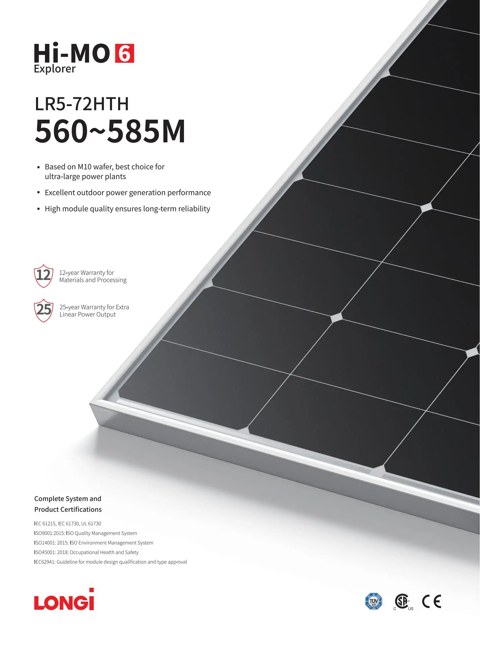 Produsen Cina Top 1 Distributor Global Panel surya 580W modul PV modul surya Longi hi-mo 6 modul surya