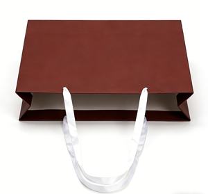 Sacs en papier de luxe recyclables et résistants pour vêtements, sacs de shopping personnalisés avec logo imprimé, sacs d'emballage rouges pour entreprises - Product Image 2