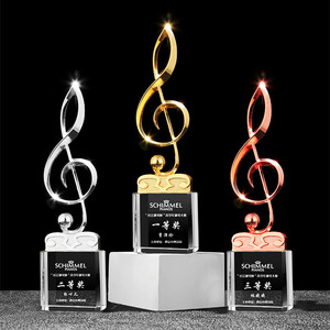 Trofeo di Lusso in Oro a Forma di Nota Musicale e Chiave di Violino, Targa Premio per Campioni di Canto e Festival Musicali - Product Image 4