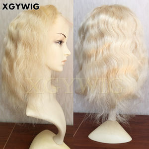 100% di scorta capelli umani brasiliani vergini Remy 14 "613 di colore # corpo corto onda senza colla 13x4 parrucche di pizzo anteriore <span class=keywords><strong>biondo</strong></span> <span class=keywords><strong>platino</strong></span> - Product Image 1