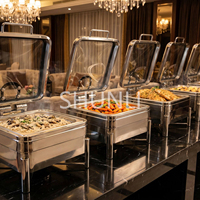Plat à chafing en acier inoxydable argenté, chauffe-plats de luxe moderne pour hôtels et restaurants, ensemble de buffet pour mariages et réceptions