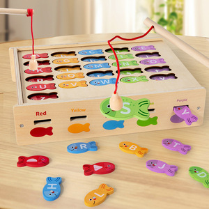 Bambini giocattolo educativo in legno alfabeto cognitivo di classificazione dei colori a forma di gioco per bambini apprendimento precoce giocattolo da pesca in legno - Product Image 2