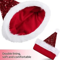 Gorro de Santa Claus para Fiesta de Navidad, Ajustable, con Adorno de Lentejuelas Reversibles Multicolores de Alta Calidad y Atractivo Diseño