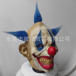 Máscara de Payaso con Nariz Roja y Pelo Azul, Material de Emulsión, Accesorio para Disfraz de Halloween, Cubrecara Divertido, Cosplay, Gorro - Product Image 3