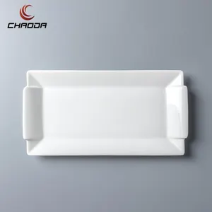 CHAODA Rectangle ceramic white plates for sushi dinnerware high quality restaurant trays porcelain dessert plates dishes