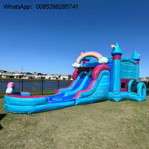 Château gonflable commercial d'extérieur pour jardin, avec toboggan et structure de saut, pour enfants - Product Image 1