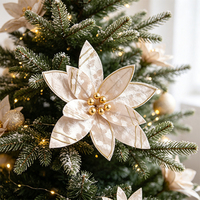 Fleurs artificielles dorées et blanches Lantingxu à prix d'usine pour décorations de sapins de Noël – Ornements modernes et populaires personnalisables