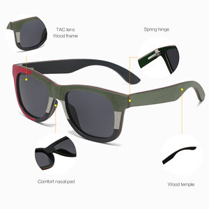 Novedades de 2025, gafas de sol con logotipo personalizado, gafas de sol de madera a granel recicladas ecológicas, gafas de sol de madera para monopatín para hombre - Product Image 1