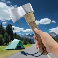 Hache en acier au manganèse 65 de qualité industrielle - Hachette forgée à la main avec manche en bois et fourreau en cuir pour le camping en plein air