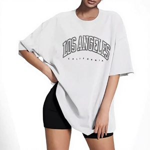 T-shirt publicitaire à col rond en coton imprimé à manches courtes pour femme, style streetwear, pour le commerce transfrontalier Europe-Amérique - Product Image 1