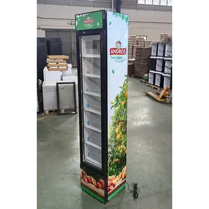 105L коммерческий тонкий охладитель сока стеклянная дверь вертикальный холодильник для фруктов
