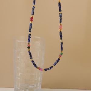 قلادة نسائية أنيقة، سلسلة عنق فاخرة من حجر اللازورد الطبيعي للارتداء اليومي - Product Image 5