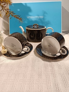 Bestselling Black 300ml Bone China <b>Tea</b> Cups <b>Set</b> with <b>Pot</b> Gift Box Coffee & <b>Tea</b> <b>Set</b> Food Contact Safe Country Style - Product Image 3