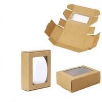 Boîte cadeau en kraft avec impression personnalisée pour bijoux, cosmétiques, bougies, fenêtre transparente, emballage en papier, vente en gros, usine