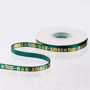 Pita Pembungkus Kado Natal Bergaris 1.0cm, Pita Dekoratif Berlapis Foil Emas untuk Mengikat Kotak Kado Natal - Product Image 5