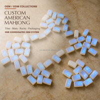 166 Set Mahjong Amerika Moonstone Blue Flash dengan 4 Rak, Alas, dan Kotak untuk Klub Termasuk Pilihan Program Anggota