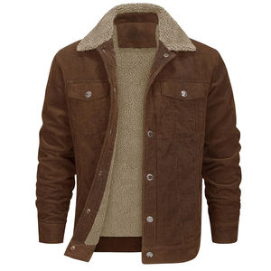 Vestes en velours côtelé pour hommes Doublées de sherpa Manteaux d'hiver Thermiques Chaudes en polaire Veste décontractée à revers Vestes de camionneur - Product Image 1