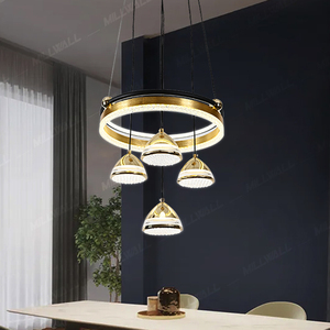 Lampada a sospensione a LED nordica lampada a sospensione in alluminio acrilico illuminazione rotonda per isola cucina contemporanea - Product Image 1