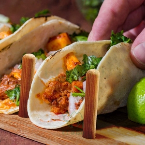 8 packs de supports à tacos en bambou supports à tacos robustes pour la cuisine mexicaine fête restaurant utilisation support à tacos en bois naturel présentoir de service - Product Image 2