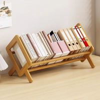 Organizador de Escritorio y Mesa Minimalista de Bambú Moderno y Pequeño, Estante de Almacenamiento para Libros y Papeles con Bandeja Personalizable