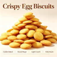 Biscuits ronds aux œufs croustillants et sucrés, en-cas cuit au four, vente en gros d'usine, aliment portable pour la pause thé, biscuits ronds aux œufs pour la consommation quotidienne en famille