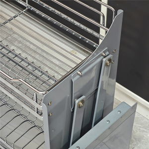 Panier de rangement relevable pour armoire de <span class=keywords><strong>cuisine</strong></span>, avec fermeture amortie, égouttoir à vaisselle extractible, organisateur de placard robuste - Product Image 5