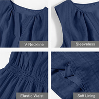 Robe d'été décontractée personnalisée pour femme 2026 en coton et lin, mini, sans manches, col en V, fluide, coupe trapèze, avec poches, idéale pour les vacances à la plage