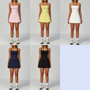 <strong>2</strong> <strong>Piece</strong> Workout <strong>Set</strong> Foldover <strong>Skirt</strong> <strong>and</strong> Square Neck Crop <strong>Top</strong> Naked Feeling Yoga Outfit for Women With Pocket - Product Image 5