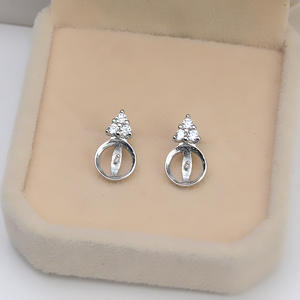Boucles d'oreilles clous en argent S925 Wenchi, modèle Reine, quatre griffes, perle 8-9 mm, accessoires de bijoux DIY pour femme, plateau vide semi-fini 1076 - Product Image 2