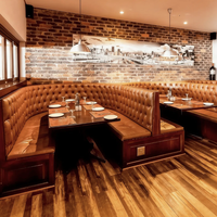 Vente d'usine : Mobilier de restaurant de luxe, banquette en forme de U, banquette en cuir et bois sur mesure pour bar et restaurant