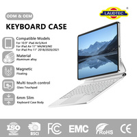 Yüksek Kaliteli Alüminyum Alaşımlı Manyetik BT Klavye Kılıfı Yüzer Standlı Çok Dilli Cam Dokunmatik Yüzey iPad 11" 10.9" için