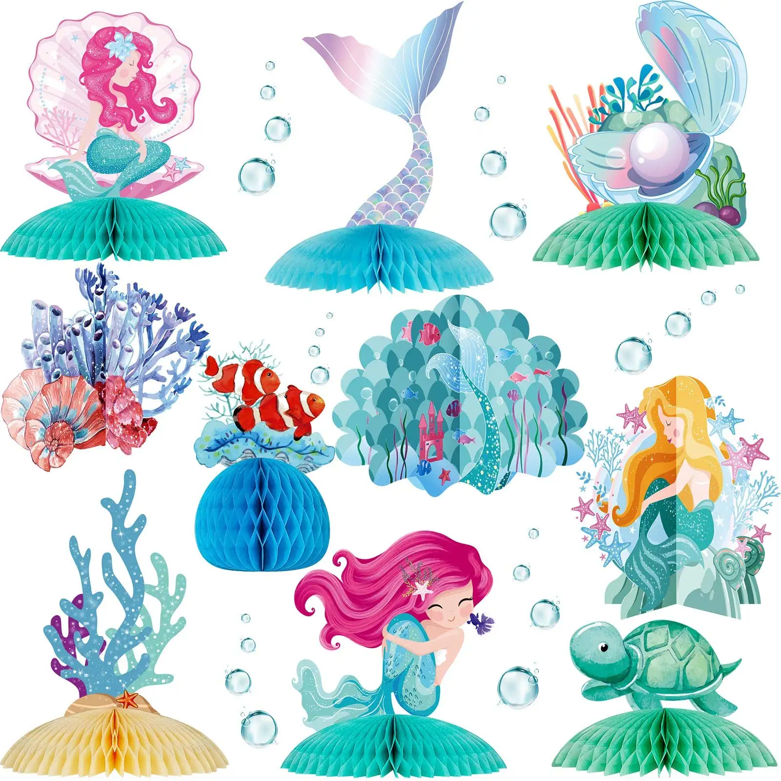 10 adet petek Centerpieces Mermaid parti dekorasyon malzemeleri