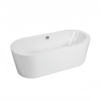 Baignoire autoportante ovale en acrylique avec drain chromé, couleur blanche, design moderne, utilisation en salle de bain intérieure, garantie 5 ans
