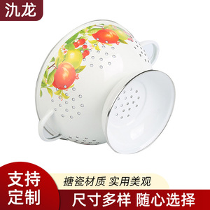 Jiu Long Enamel Fruit Basket Round With Apple Pattern For Kitchen Use - Product Image 4