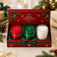 Coffret Cadeau de Noël en Verre à Motif Écossais, Ensemble de 3 Pièces, Cadeau Festif, Bougies Parfumées Personnalisées en Usine