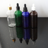 Flacon compte-gouttes en verre pour huile essentielle, cylindrique, 5 ml, 10 ml, 15 ml, 20 ml, 30 ml, 50 ml, 100 ml, avec verre transparent et bouchon doré