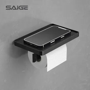 Saige Plastic Muur Gemonteerde Badkamer Tissue Holder Toilet Hand Papierrolhouder Met Telefoon Plank