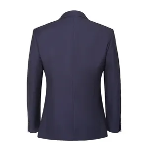 Erkekler için klasik Blazer takım elbise DZIOX005S-B1 tek göğüslü tam boy toptan donanma Bluce erkekler düğün Suits